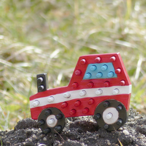 Kolíková vkládačka - traktor červený — foto 2