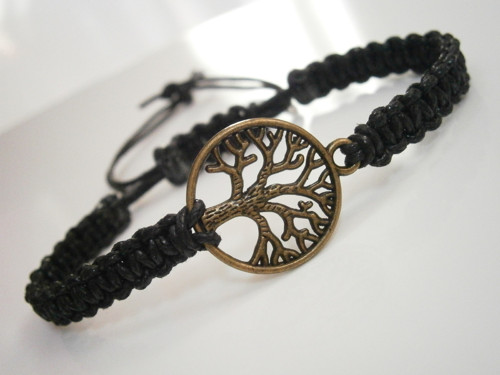 "Strom života" - černý náramek (macramé) - Unisex — foto 2
