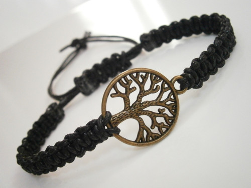 "Strom života" - černý náramek (macramé) - Unisex — foto 3