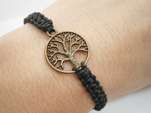 "Strom života" - černý náramek (macramé) - Unisex — foto 4