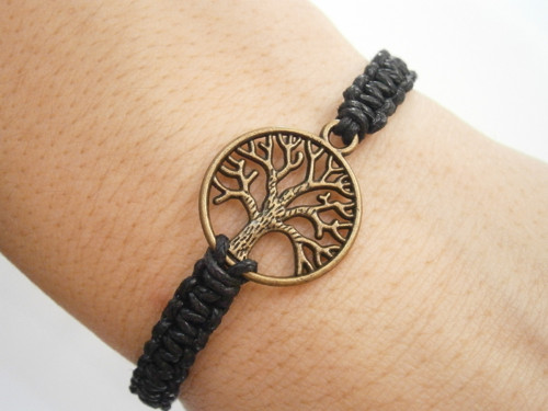 "Strom života" - černý náramek (macramé) - Unisex — foto 5