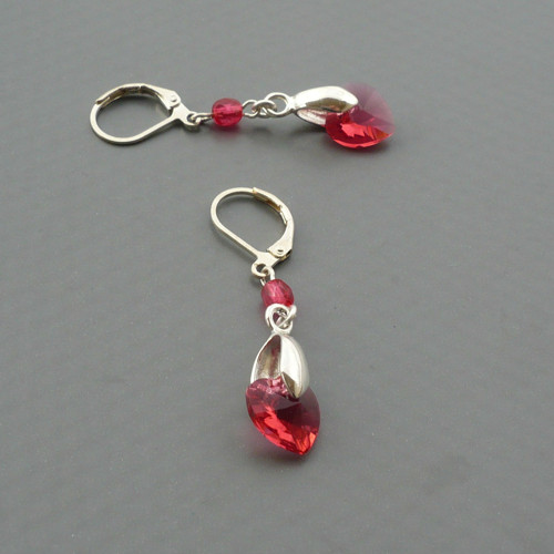 Indian pink Swarovski srdce - náušnice — foto 2