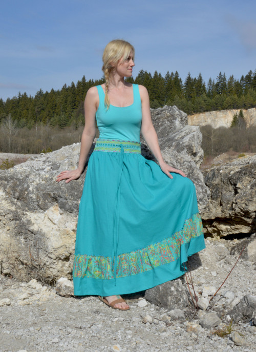 Crochet waist skirt - smaragdová — foto 3