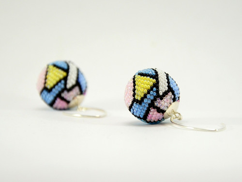 Háčkované korálkové náušnice Pastel — foto 3