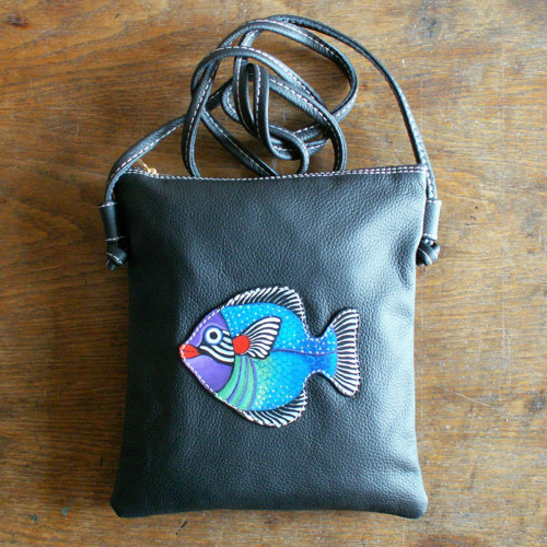 Blue Fish - kožená crossbody taška — foto 2