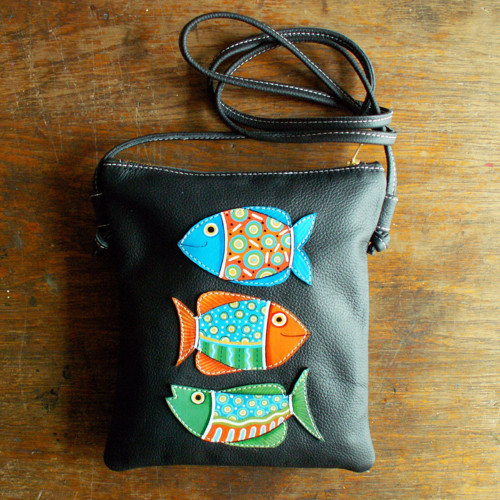 Tři rybičky - kožená crossbody taška — foto 2