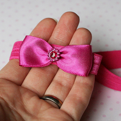Čelenka pro newborn - tmavě růžová — foto 2