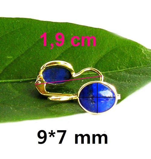 ZLATÉ náušnice LAPIS LAZULI 9*7 mm — foto 3