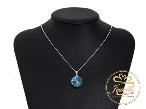 Ocelový náhrdelník Swarovski - Bermuda Blue — foto 3