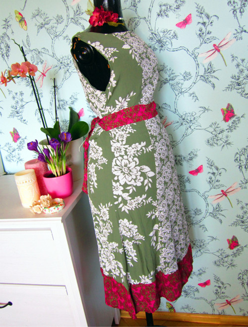 Šaty khaki&fuchsie rozkvetlé — foto 4
