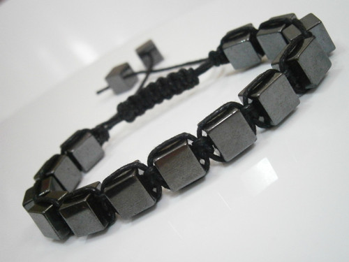 Hematitový náramek (macramé) - unisex — foto 4
