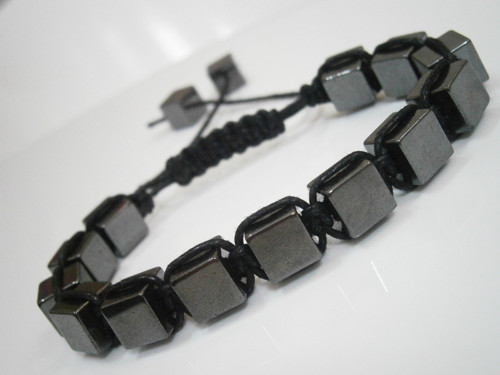 Hematitový náramek (macramé) - unisex — foto 5