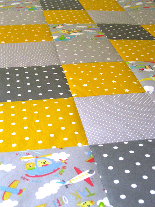 PATCHWORK dětská deka 95x125 - šedožlutá — foto 2