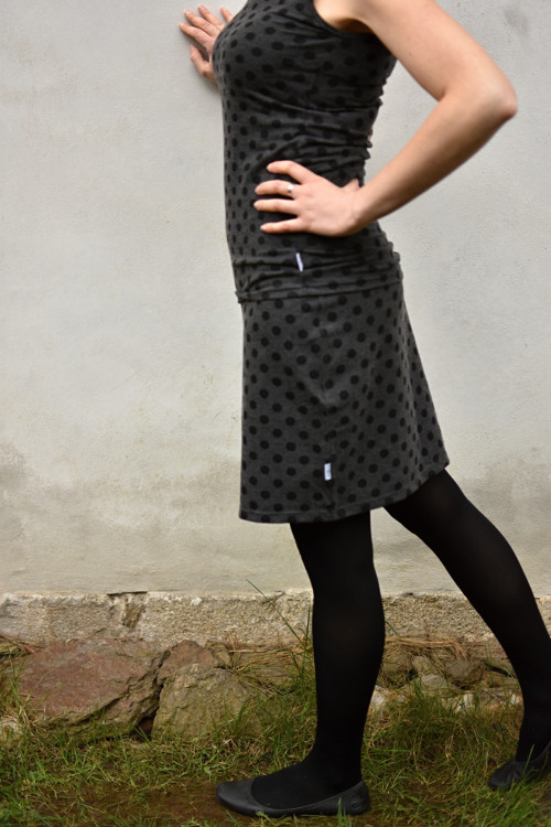 Sukně šedé puntíky, vel. M-L — foto 3