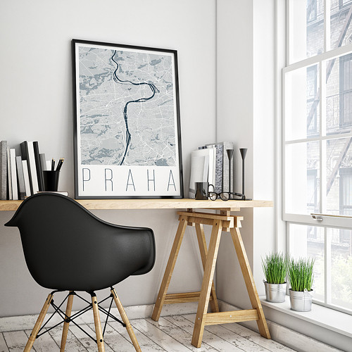 PRAHA, 50x70cm, moderní, světle modrá — foto 2