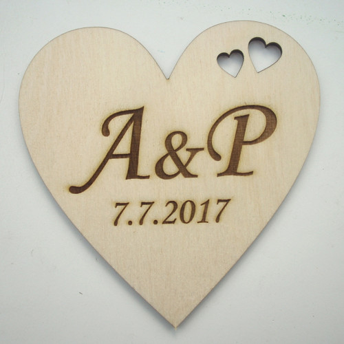 SRDCE 10 cm "Monogram + datum s průřezem" KV017 — foto 3
