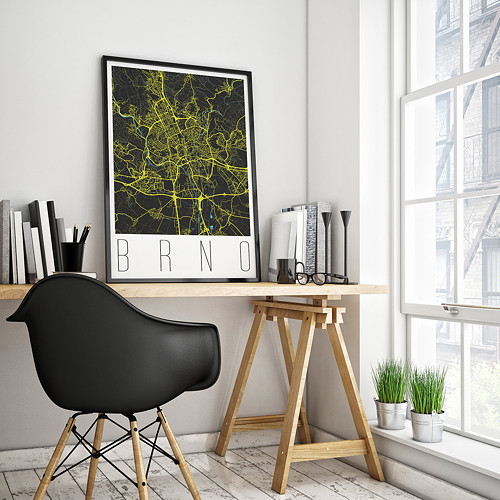 BRNO, 50x70cm, moderní, černé — foto 2