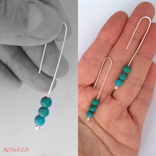 Minimalistické náušky s tyrkysem — foto 3