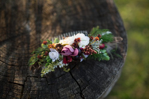 Květinový boho hřebínek "srdce divoké" — foto 3