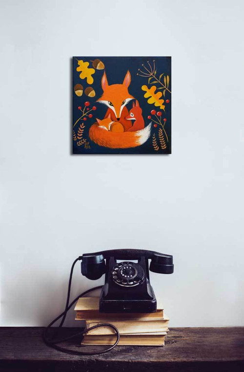 Liščí rodinka - 20x20 cm — foto 2