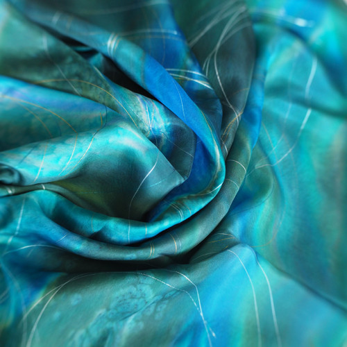 Aqua - hedvábná šála 90 x 180 cm — foto 2