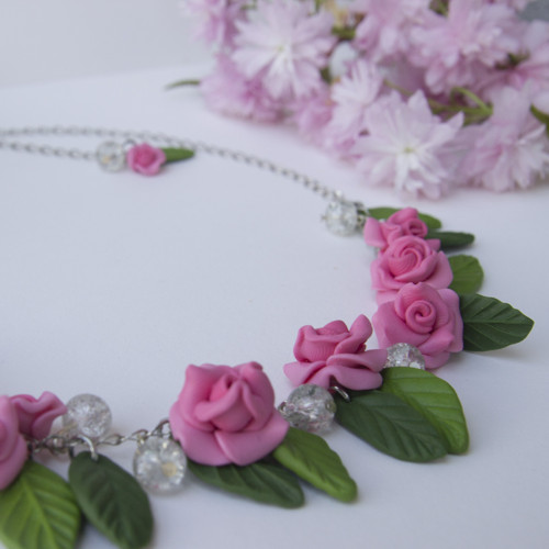 Náhrdelník a náušnice - Ružová a rosa — foto 3