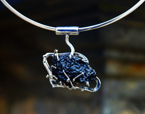 Nerezový náhrdelník..." Silvery- black " — foto 5