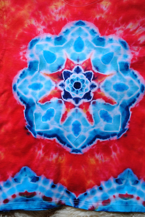 Batikované tričko - Tyrkysová mandala — foto 3