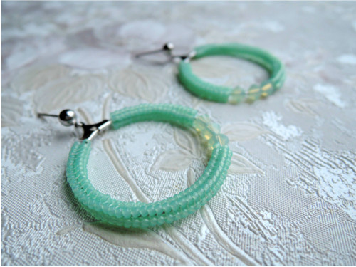 Náušnice Simply circles "Sparkly mint" - "L" — foto 2
