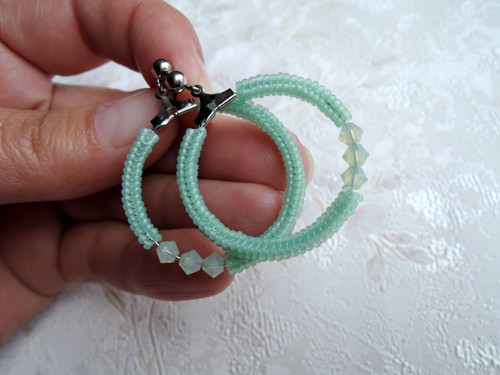 Náušnice Simply circles "Sparkly mint" - "L" — foto 3