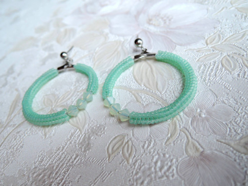 Náušnice Simply circles "Sparkly mint" - "L" — foto 4