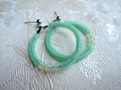 Náušnice Simply circles "Sparkly mint" - "L" — foto 5