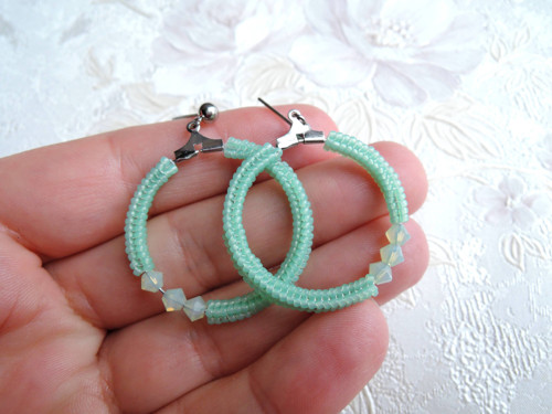 Náušnice Simply circles "Sparkly mint" - "L" — foto 6