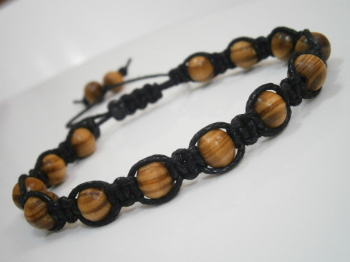 Pánský dřevěný náramek (shamballa/macramé) — foto 2