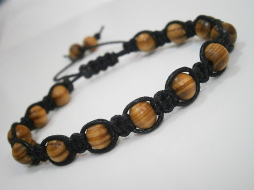 Pánský dřevěný náramek (shamballa/macramé) — foto 3