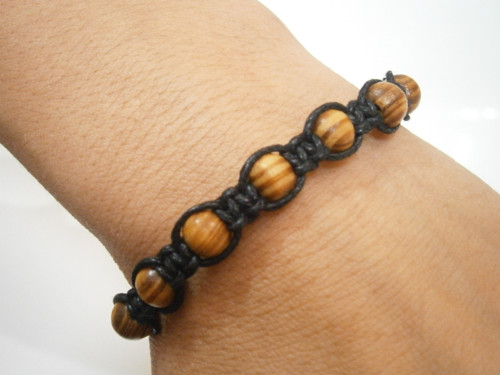 Pánský dřevěný náramek (shamballa/macramé) — foto 4