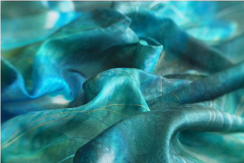Aqua - hedvábná šála 90 x 180 cm — foto 6