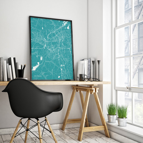 OSTRAVA, 50x70cm, minimalistická, tyrkysová — foto 2