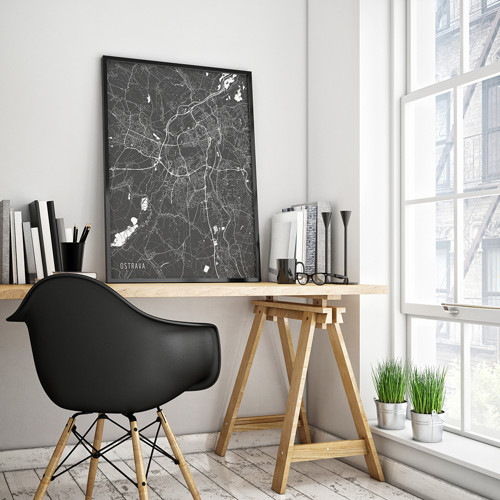 OSTRAVA, 50x70cm, minimalistická, tmavě šedá — foto 2