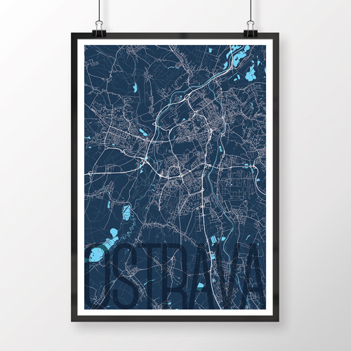 OSTRAVA, 50x70cm, elegantní, tmavě modrá — foto 2