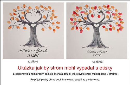 Svatební strom "romantický" s ptáčkama 32x30cm — foto 3