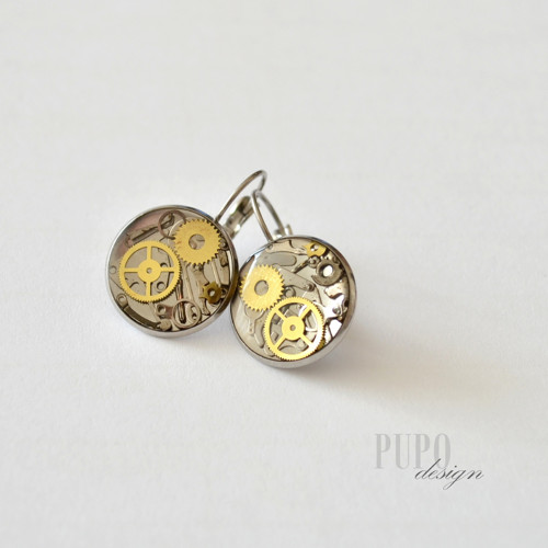 Čiré steampunkové naušnice,16 mm, chir.ocel — foto 2