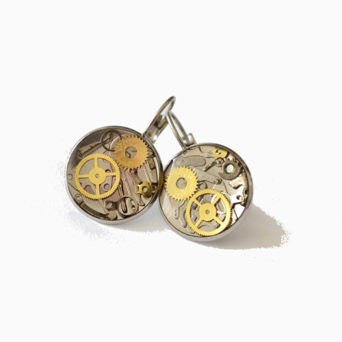 Čiré steampunkové naušnice,16 mm, chir.ocel — foto 3