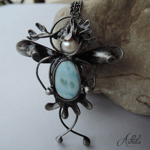 Strážníček rozcuchánek - larimar, říční perla — foto 2