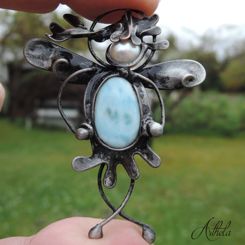 Strážníček rozcuchánek - larimar, říční perla — foto 3