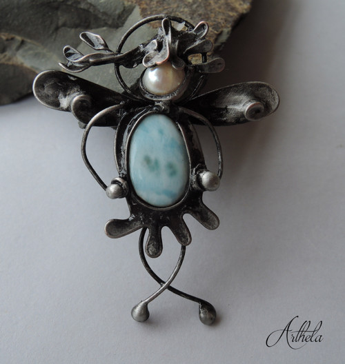 Strážníček rozcuchánek - larimar, říční perla — foto 5