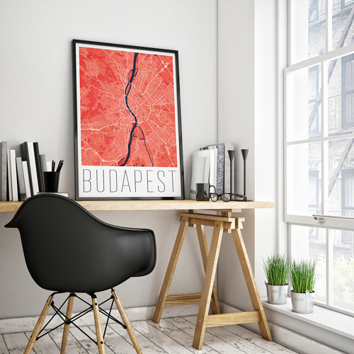 BUDAPEŠŤ, 50x70cm, moderní, červená — foto 2