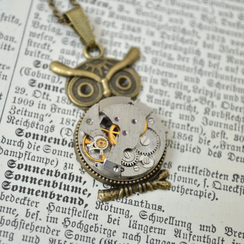 Náhrdelník - Sova- Steampunkový — foto 3