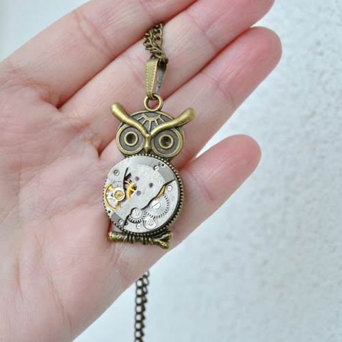 Náhrdelník - Sova- Steampunkový — foto 4