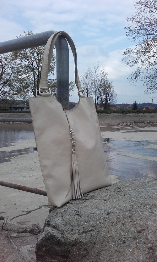 Velká kožená kabelka "beigechiaro" — foto 3